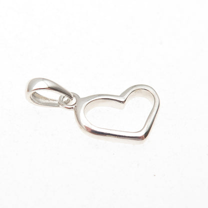925 Sterling Silver Vintage Open Heart Mini Charm Pendant