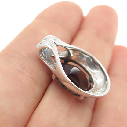 KABANA 925 Sterling Silver Vintage Real Smoky Quartz Slide Charm Pendant