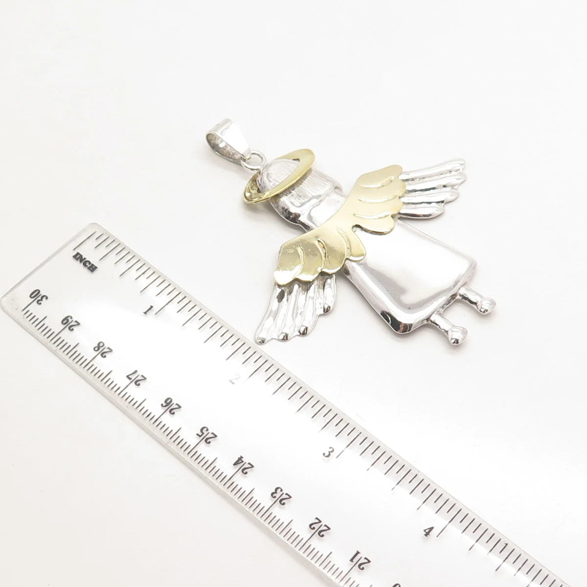 925 Sterling Silver 2-Tone Vintage Angel Pendant