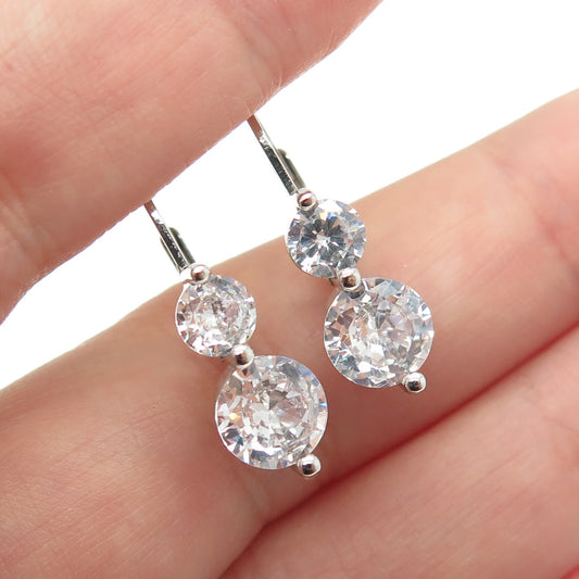 925 Sterling Silver Round-Cut C Z Earrings