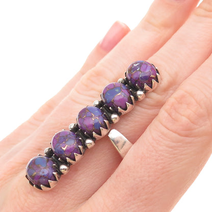 925 Sterling Vintage Real Mohave Purple Turquoise Adjustable Ring Size 8.5