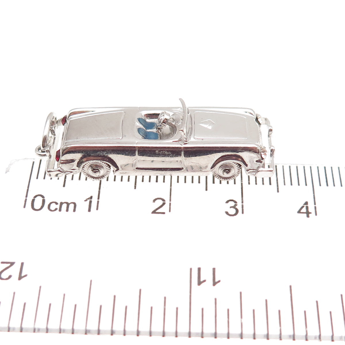 AE Art's Elegance 925 Sterling Vintage Enamel Convertible Car Movable 3D Pendant