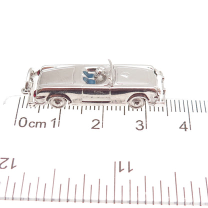 AE Art's Elegance 925 Sterling Vintage Enamel Convertible Car Movable 3D Pendant