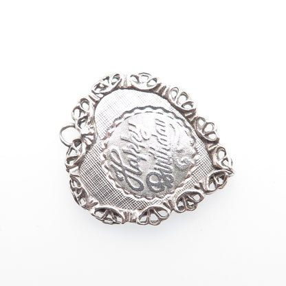 925 Sterling Silver Vintage Happy Birthday Heart Charm Pendant