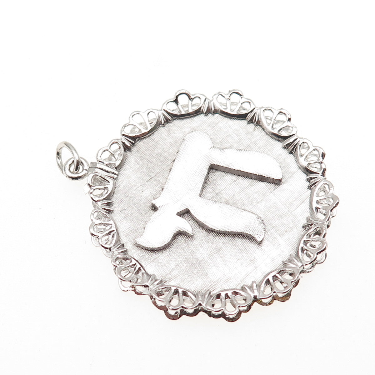 925 Sterling Silver Vintage Chai Judaica Ornate Bezel Charm Pendant