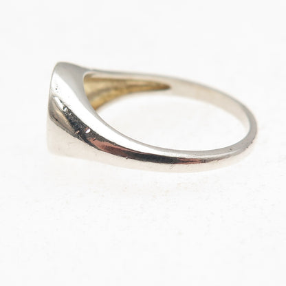 925 Sterling Silver Vintage Round-Cut C Z Starburst Signet Ring Size 7