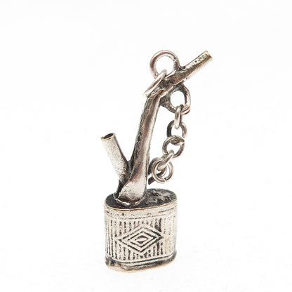 925 Sterling Silver Antique Art Deco Chinese Pipe 3D Mini Charm Pendant