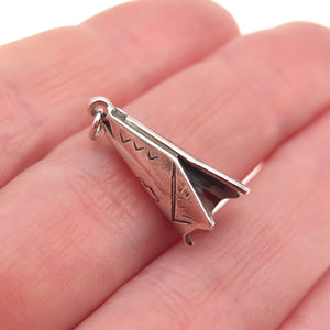Old Pawn 925 Sterling Silver Vintage Indian Teepee Tribal 3D Mini Charm Pendant
