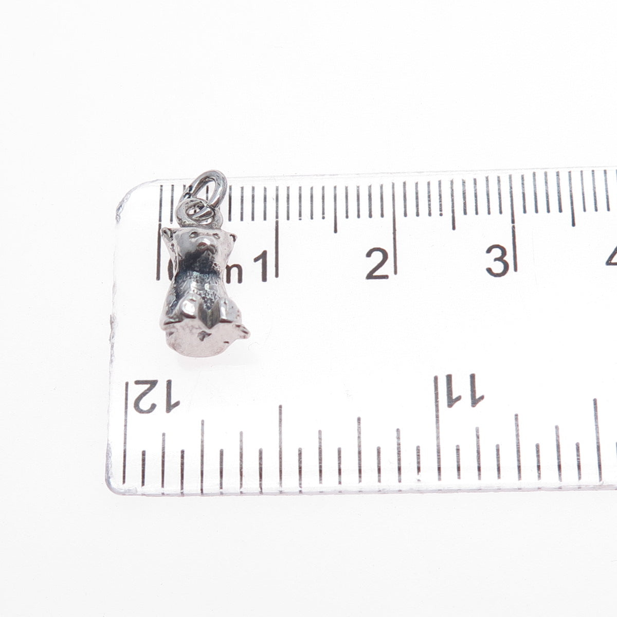 835 Silver Vintage Bear Oxidized Minimalist 3D Charm Pendant
