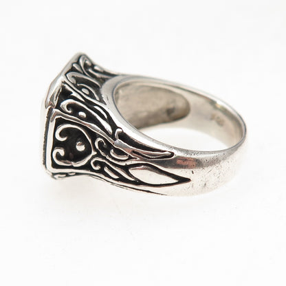 925 Sterling Silver Vintage Real Lemon Citrine Oxidized Ring Size 6