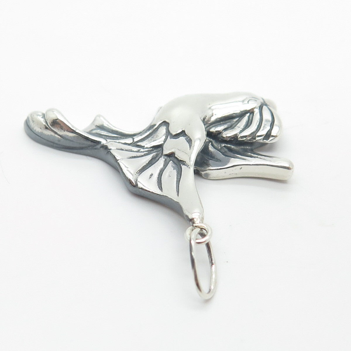 925 Sterling Silver Vintage Flying Parrot Bird Pendant