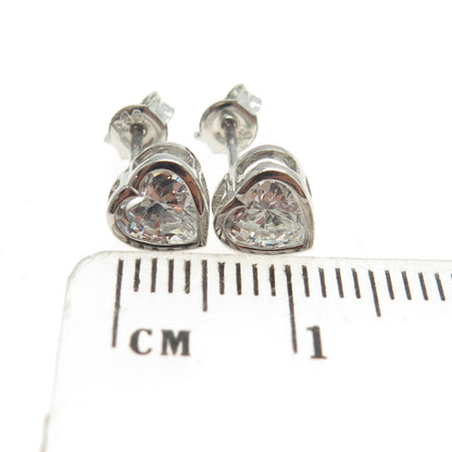 925 Sterling Silver Heart-Cut Shaped C Z Stud Earrings