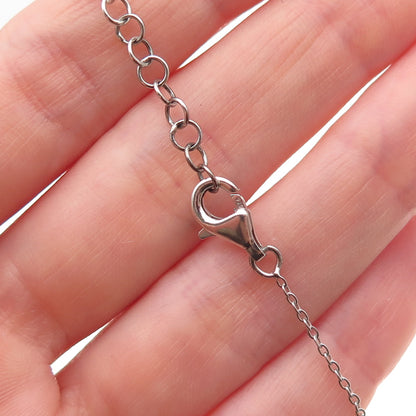 925 Sterling Silver Real Sleeping Beauty Turquoise Cable Chain Necklace 18-20"