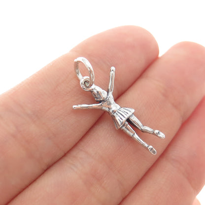 925 Sterling Silver Vintage Cheerleader Minimalist 3D Charm Pendant