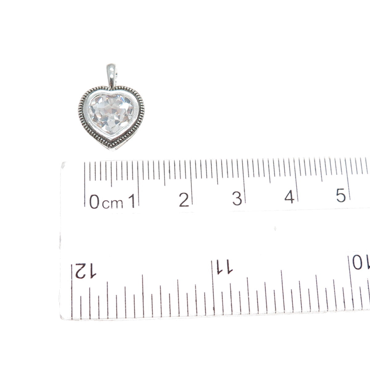 925 Sterling Silver Heart-Cut C Z Minimalist Charm Pendant