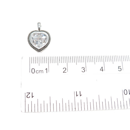 925 Sterling Silver Heart-Cut C Z Minimalist Charm Pendant