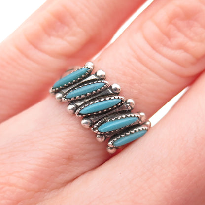 Bell Trading Post Old Pawn Sterling Vintage Turquoise Needlepoint Ring Size 4.75