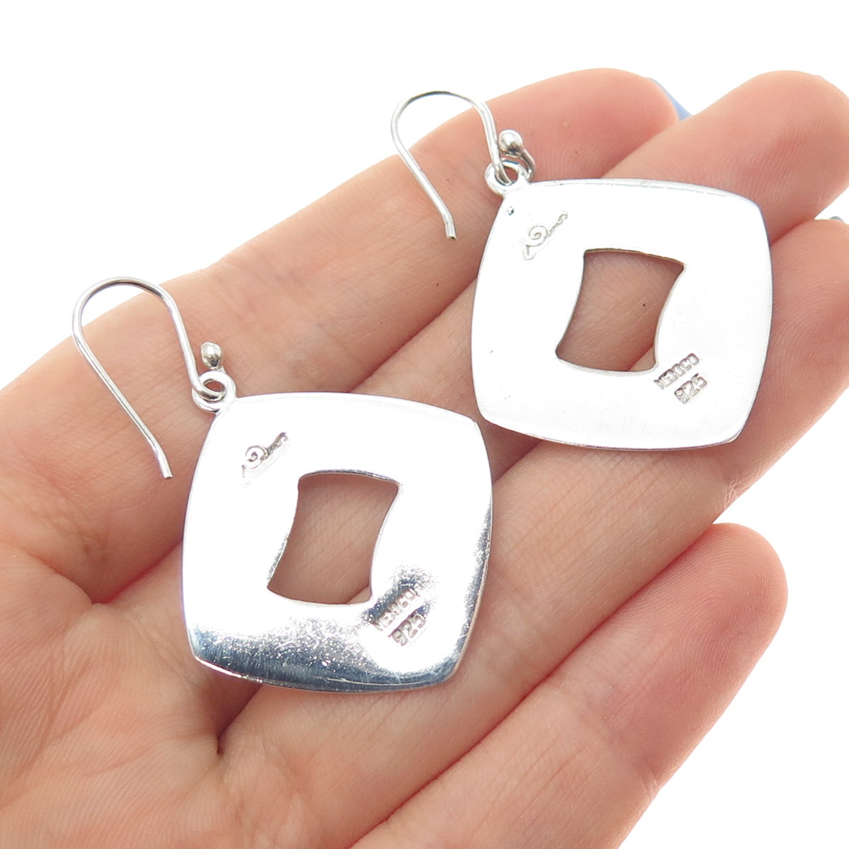 NINOS CHAMMO 925 Sterling Silver Vintage Mexico Modernist Dangle Earrings