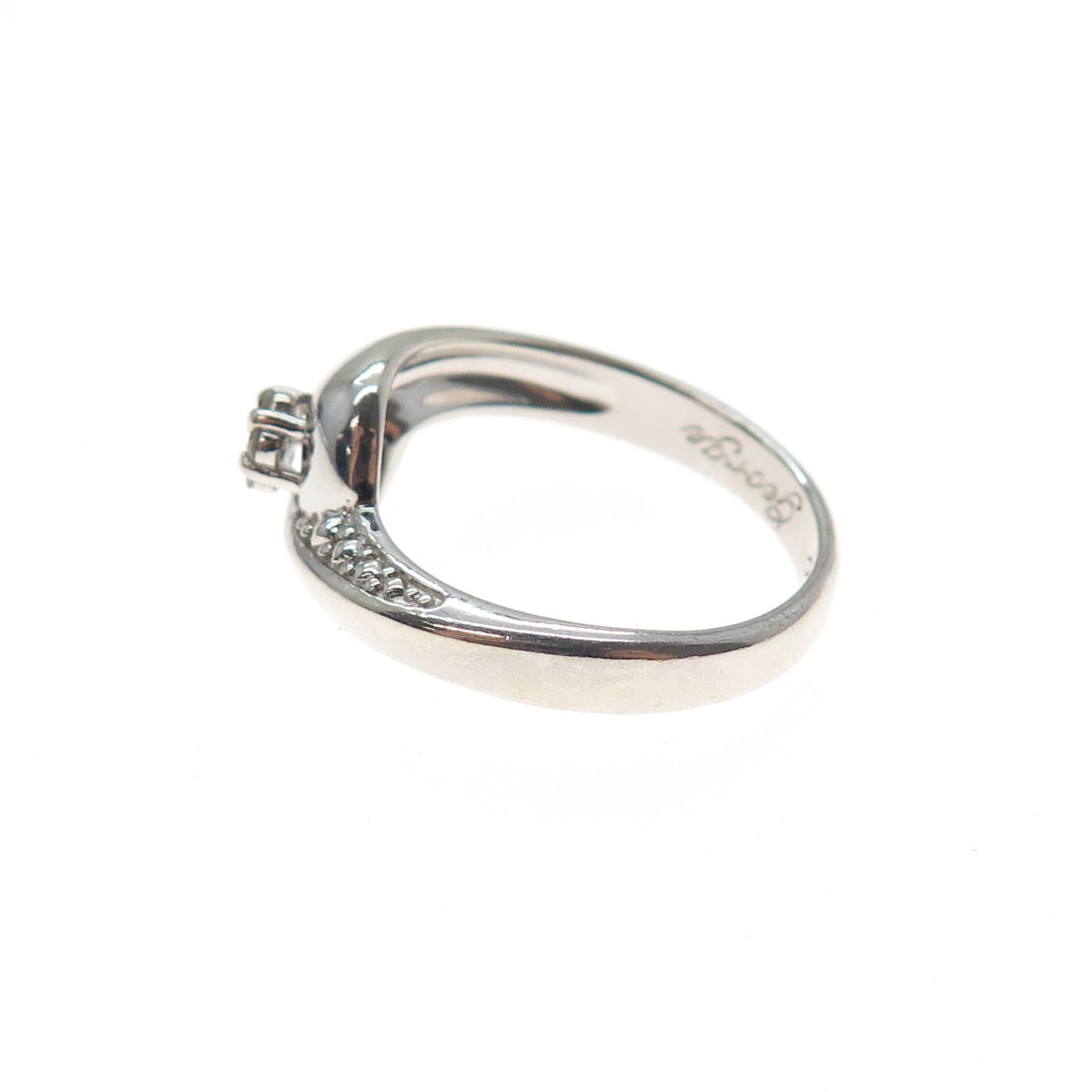 BGE BRADFORD 925 Sterling Silver Real Round-Cut Diamond Ring Size 6.25