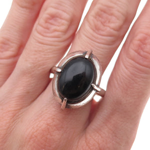 Metropolitan Museum of Art 925 Sterling Silver Vintage Black Onyx Ring Size 8.25