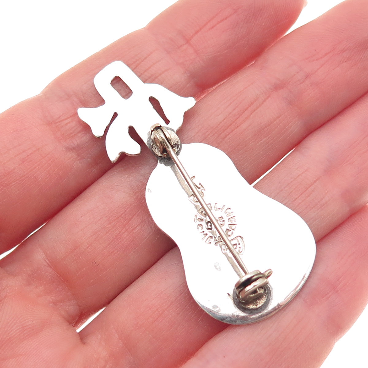 Jeronimo Fuentes 925 Sterling Silver Vintage Mexico Enamel Guitar Pin Brooch