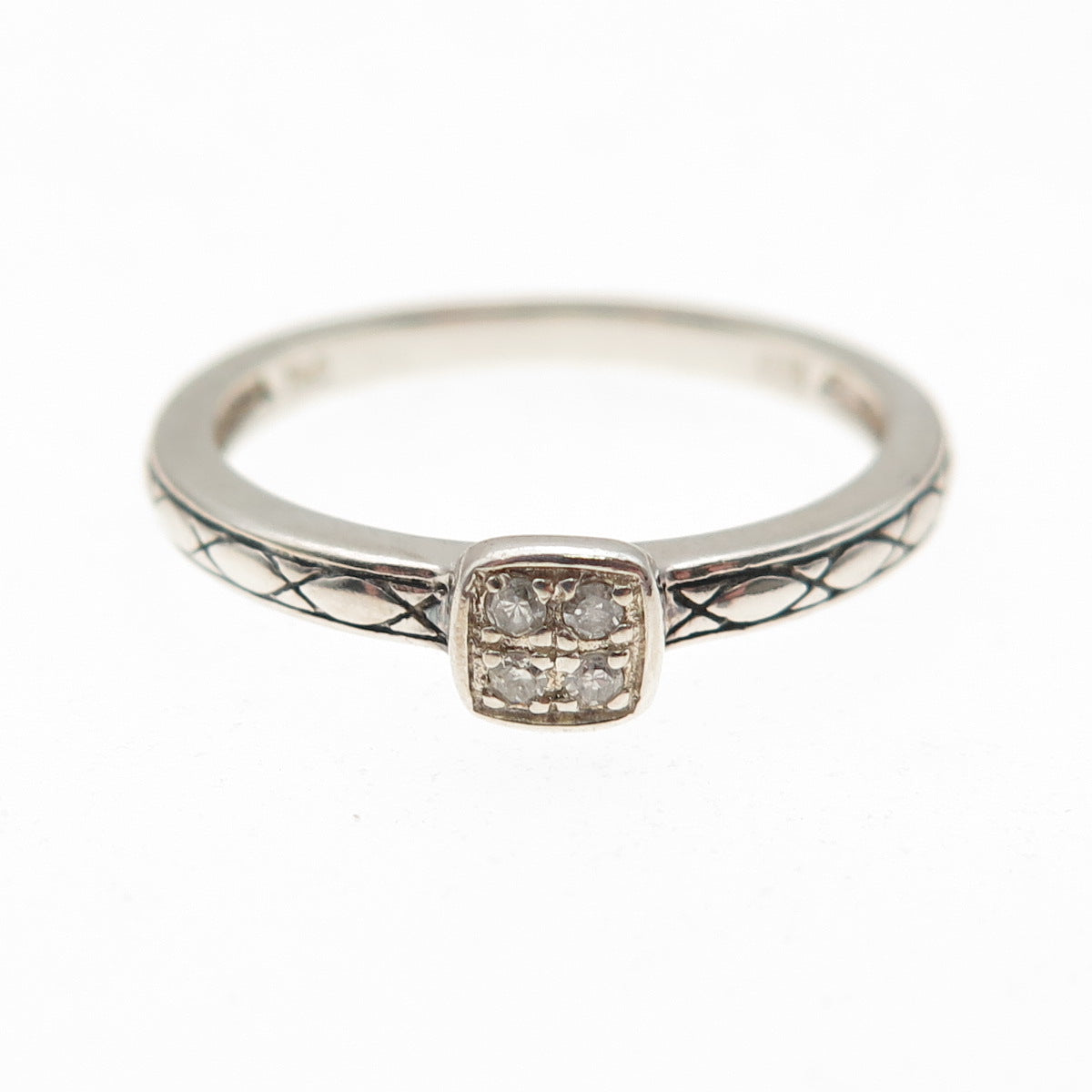 Town & Country 925 Sterling Silver Real Round-Cut Diamond Engagement Ring Size 7