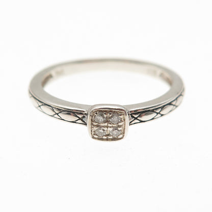 Town & Country 925 Sterling Silver Real Round-Cut Diamond Engagement Ring Size 7