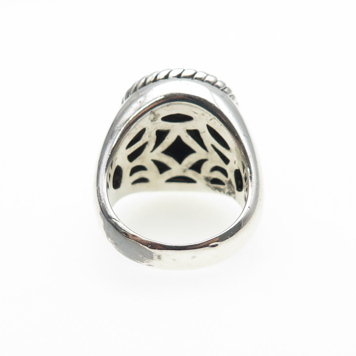 925 Sterling Silver Vintage EMA Real Black Onyx Ring Size 7.5