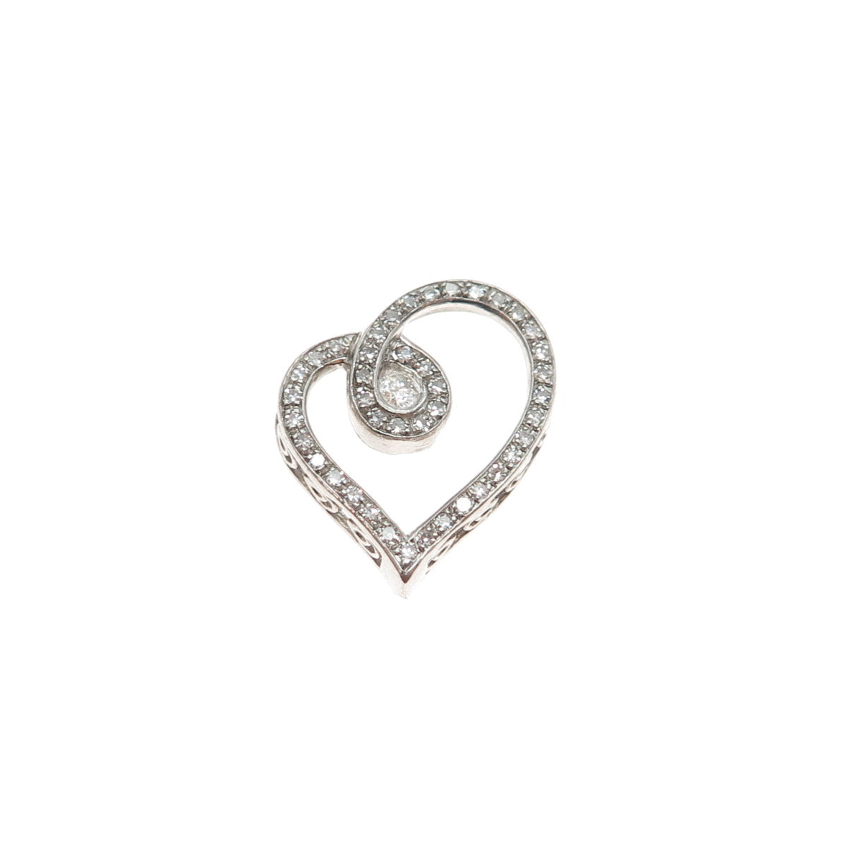 925 Sterling Silver Real Round-Cut Diamond Heart Minimalist Slide Pendant