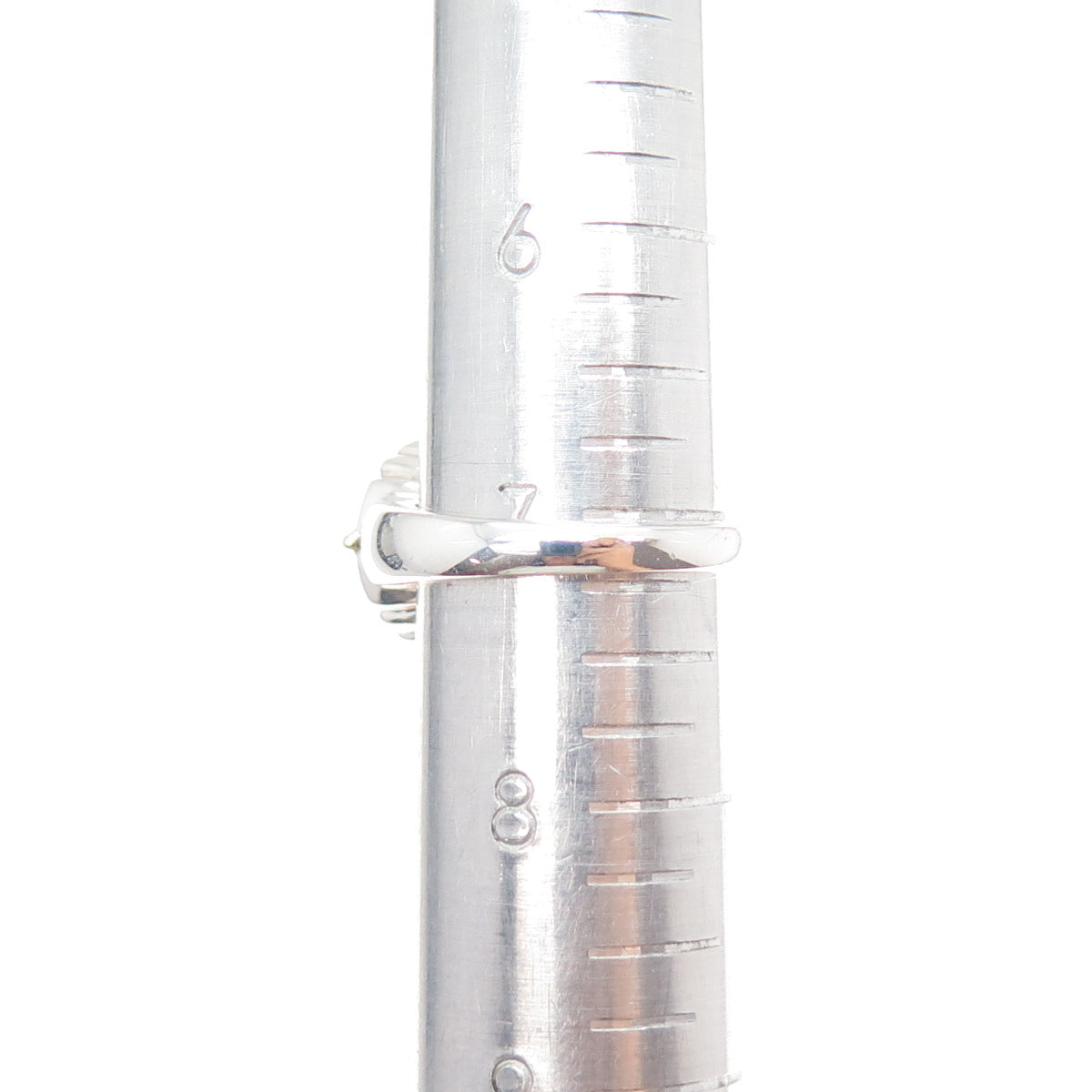 18K Gold 925 Sterling Silver Vintage Real Amethyst Modernist Ring Size 7.25