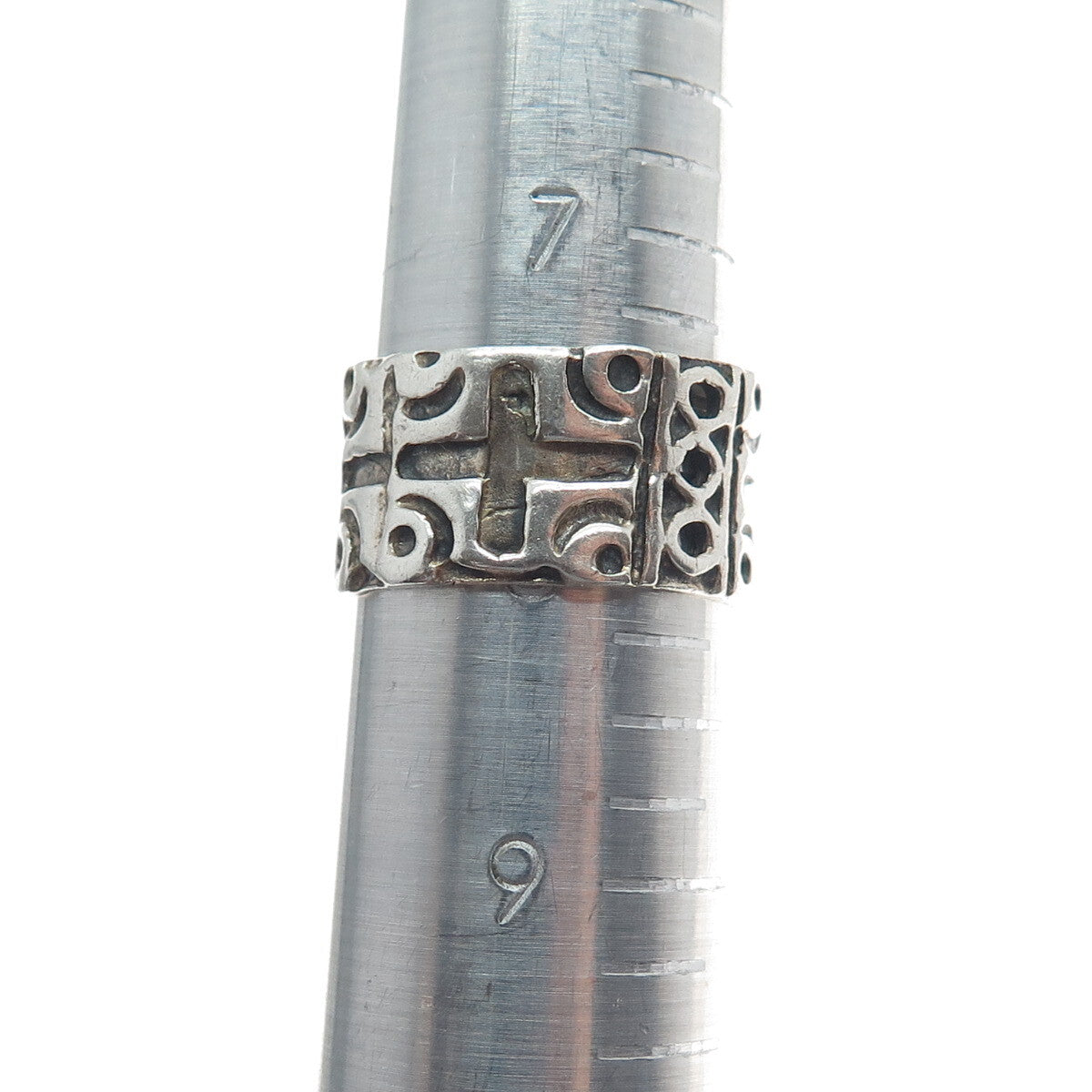 CELLINI 925 Sterling Silver Vintage Cross Oxidized Band Ring Size 8