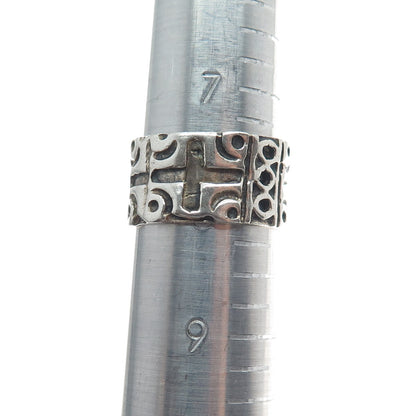 CELLINI 925 Sterling Silver Vintage Cross Oxidized Band Ring Size 8