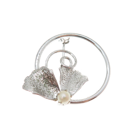PPC Princess Pride Creations 925 Sterling Antique Art Deco Real Pearl Pin Brooch