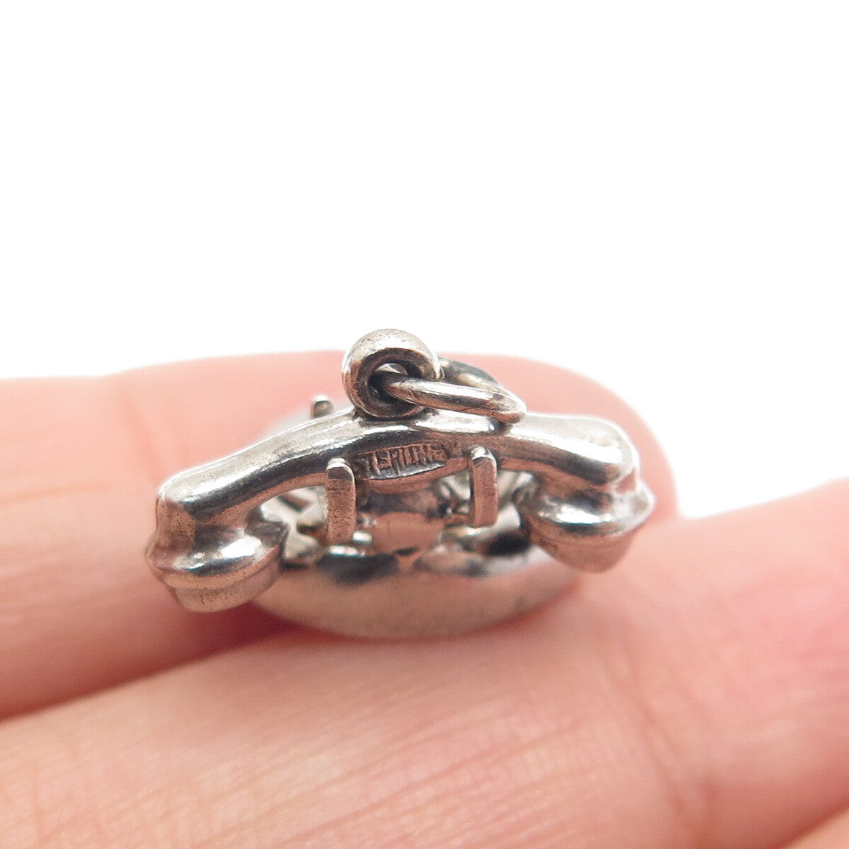 925 Sterling Silver Antique "I Love You" Rotary Telephone Minimalist Pendant