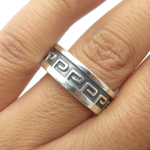 925 Sterling Silver Vintage Greek Maze Oxidized Band Ring Size 9.5