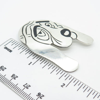 925 Sterling Silver Vintage Mexico Enamel Dog Pin Brooch