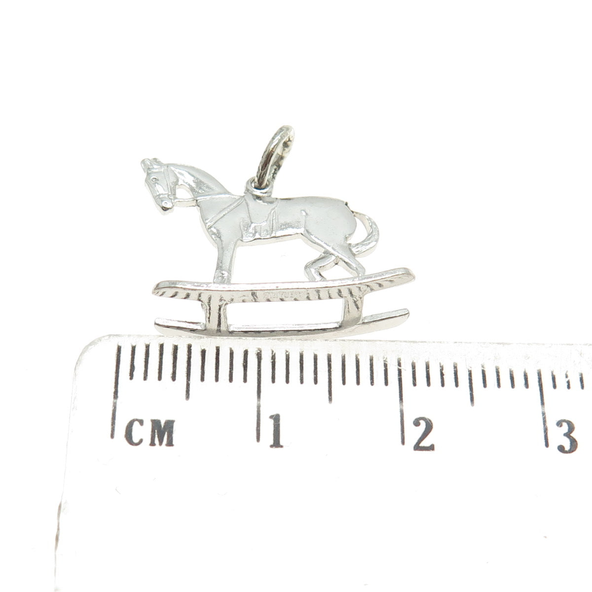 925 Sterling Silver Antique Art Deco Rocking Horse Minimalist Charm Pendant