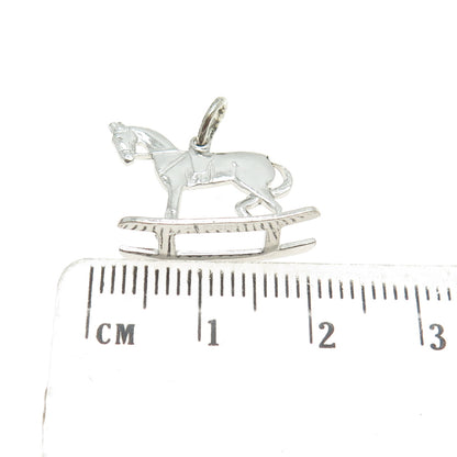 925 Sterling Silver Antique Art Deco Rocking Horse Minimalist Charm Pendant