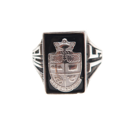 Jostens Sterling Silver Vintage 1975 Black Onyx Esse Quam Videri Ring Size 6.5