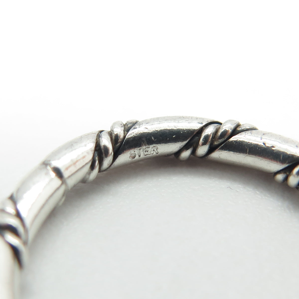 925 Sterling Silver Vintage Twisted Rope Stackable Band Ring Size 6