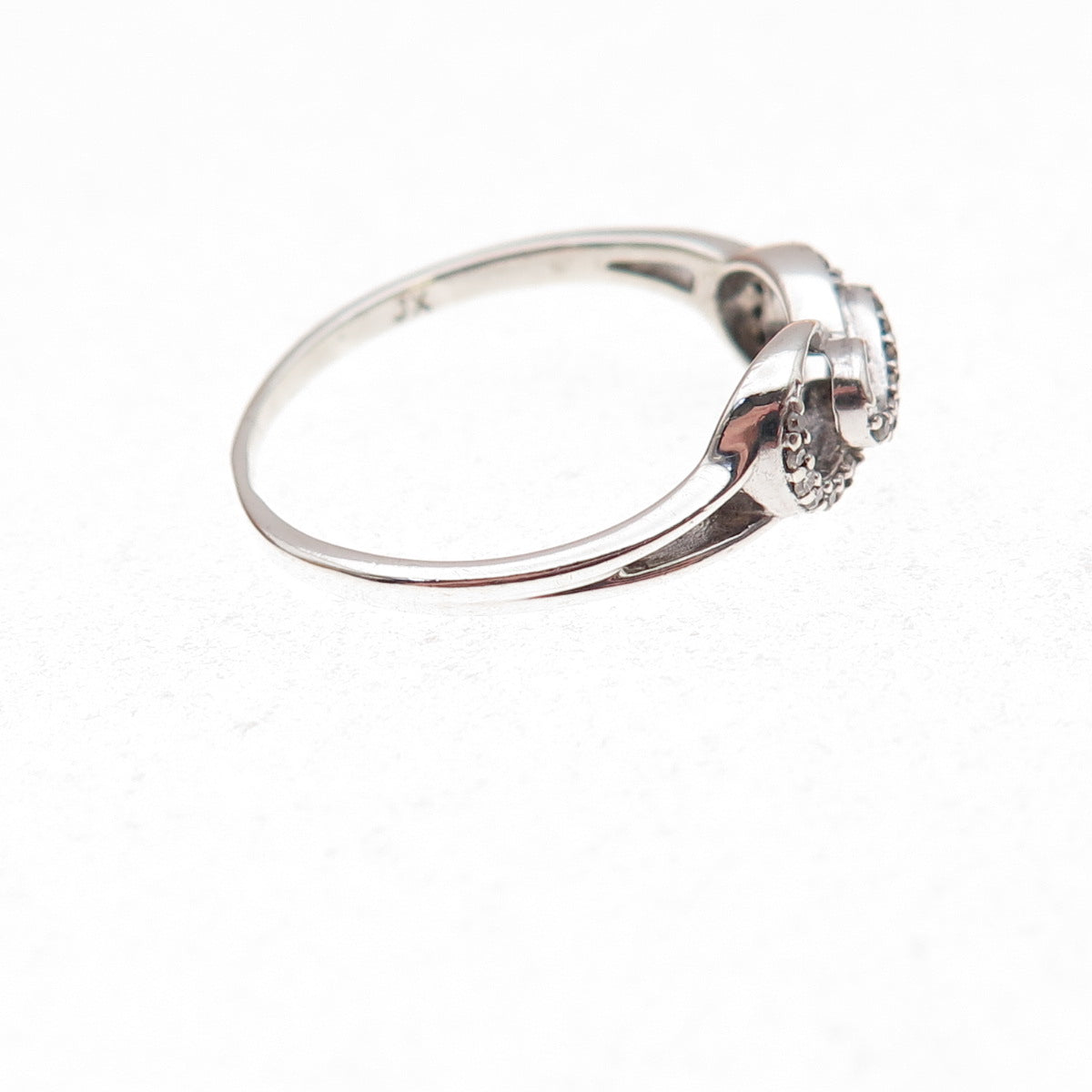 925 Sterling Silver Real Round-Cut Diamond Infinity Ring Size 7.75