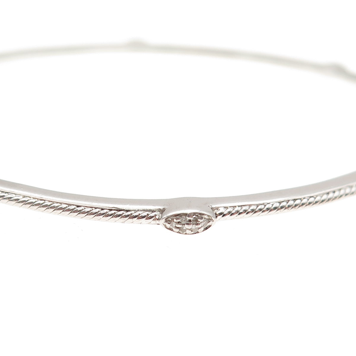 Jane Seymour 925 Sterling Silver Real Diamond Stackable Bangle Bracelet 8.25"