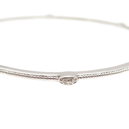 Jane Seymour 925 Sterling Silver Real Diamond Stackable Bangle Bracelet 8.25"