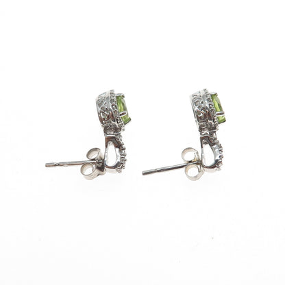 JANE SEYMOUR 925 Sterling Silver Real White Topaz & Peridot Heart Earrings