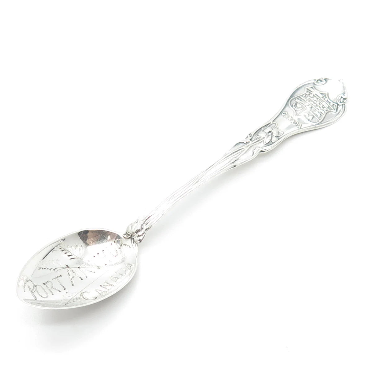 925 Sterling Silver Antique Canada Port Arthur Floral Tea Spoon