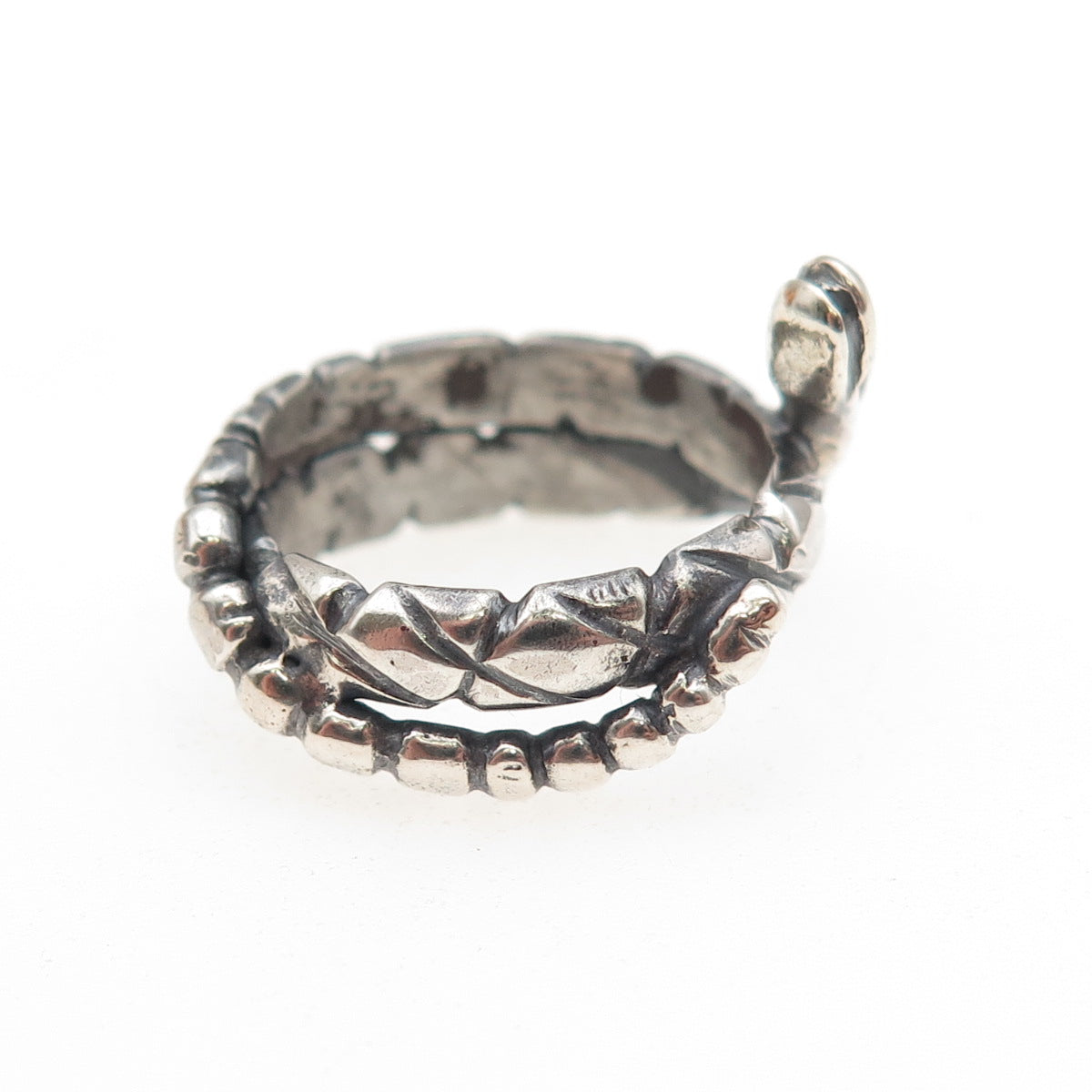 925 Sterling Silver Vintage Snake Oxidized Wrap Ring Size 5.75