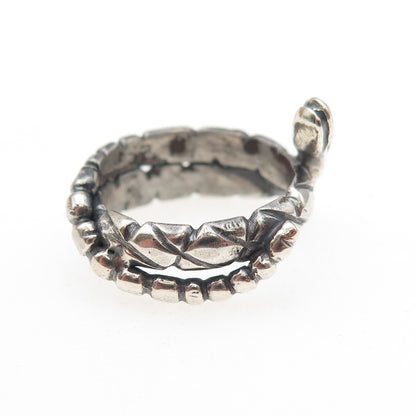 925 Sterling Silver Vintage Snake Oxidized Wrap Ring Size 5.75