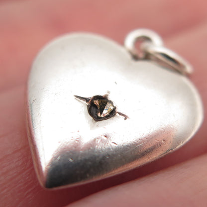 925 Sterling Antique Art Deco Chatelaine Heart Mini Pendant (missing stone)