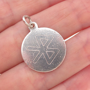 Tiffany & Co. 925 Sterling Silver Vintage Bluetooth Logo Round Tag Charm Pendant