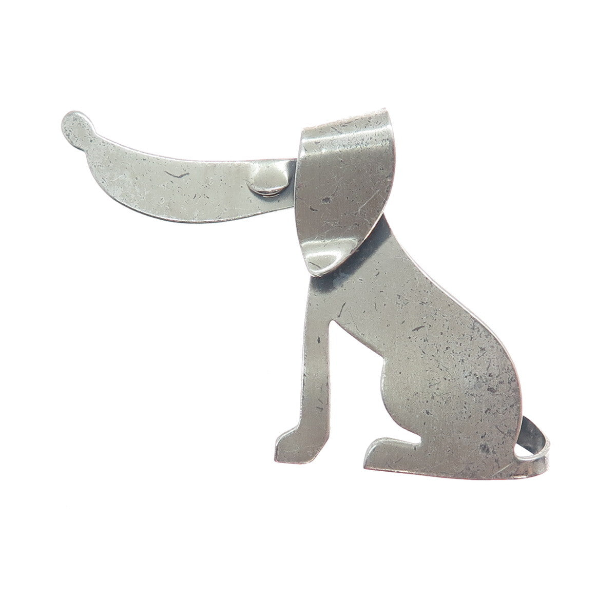 BEAU CRAFT 925 Sterling Silver Vintage Modernist Dog Pin Brooch